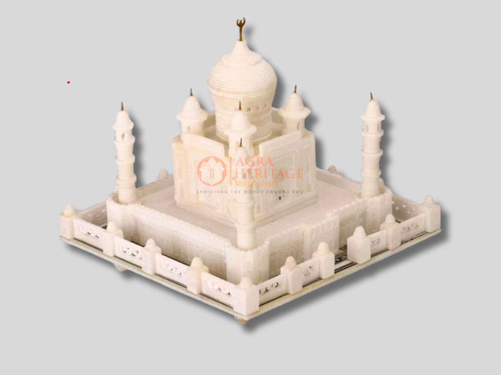 White Handmade Marble Tajmahal Statue Love Gift